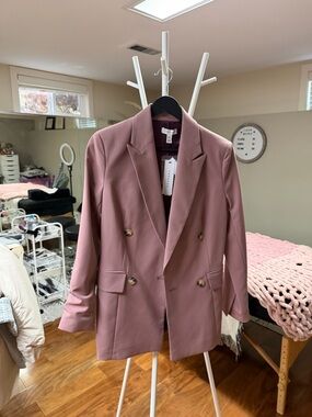 Topshop Dusty Rose Double-Breasted Blazer